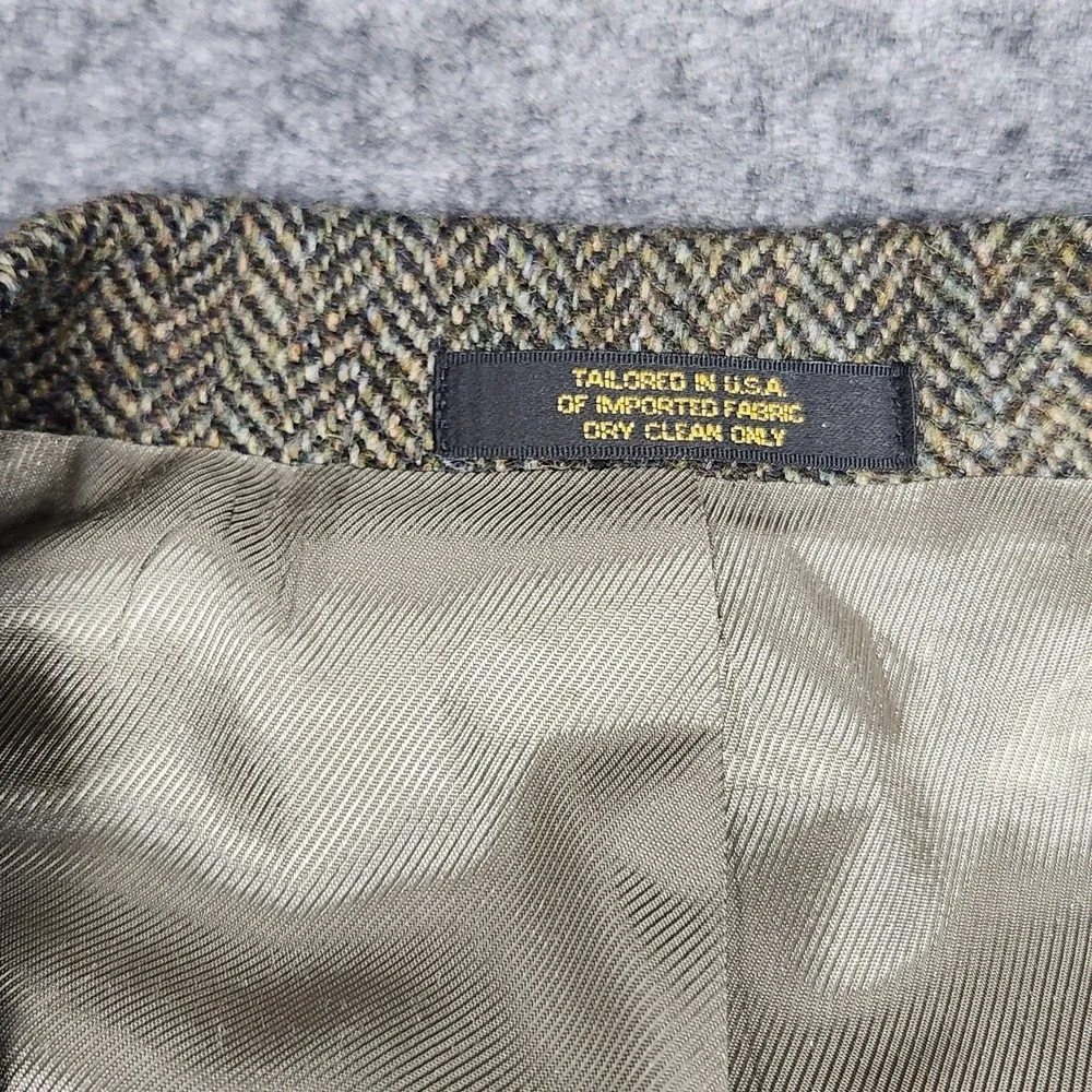 Woolrich Harris Tweed Handwoven Scottish Wool Herringbone Blazer Jacket 48L